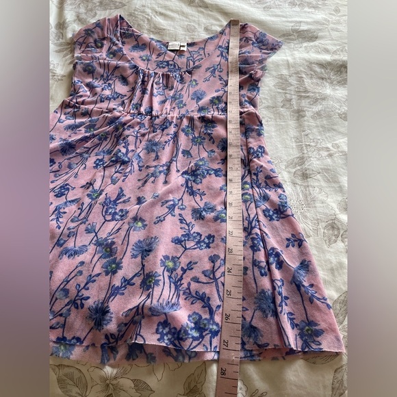 Y2K Double Mesh Sheer Pink Floral Printed Babydoll Top Medium Fairycore Feminine - Picture 7 of 7